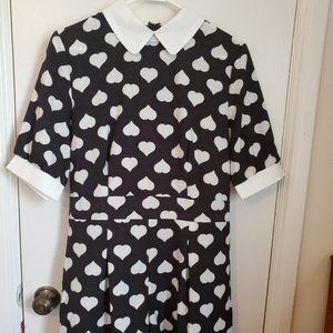 Sweet Kawaii Black Romper with White Hearts